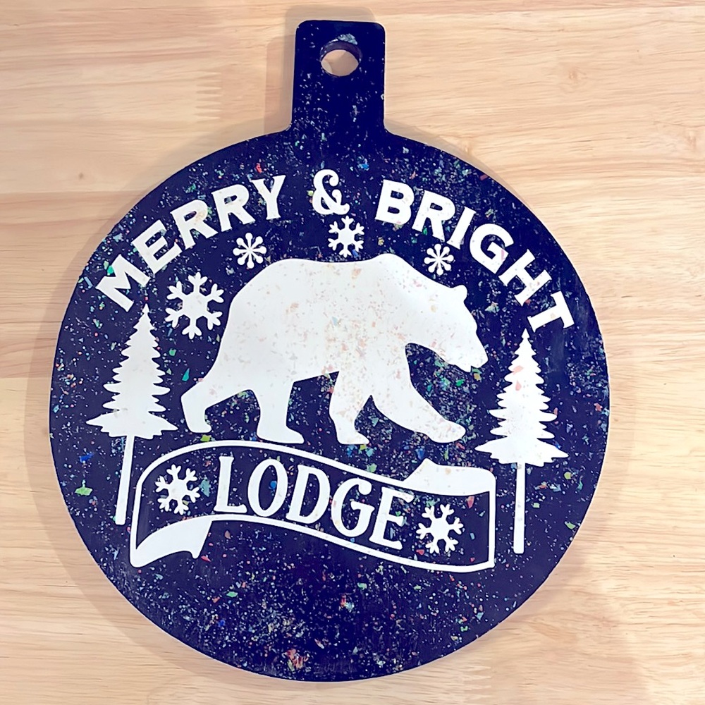 Merry and bright lodge holiday sign
